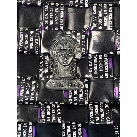 NAHUI OLLIN Womens 12"x5" Black/Purple Wrapper Envelope CLUTCH Handbag Purse EUC - Picture 2 of 7